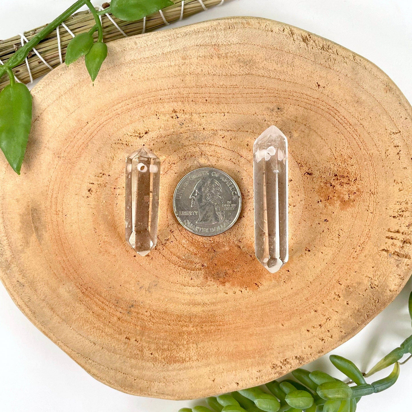 Drilled Crystal Quartz Double Points