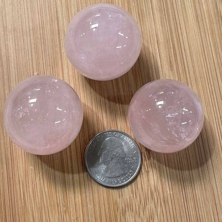 Rose Quartz Mini Spheres - lot of 3