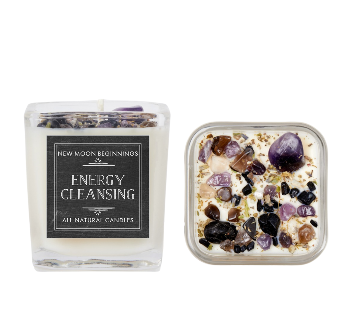 Energy Cleansing Candle - Crystal Candles - Soy Wax