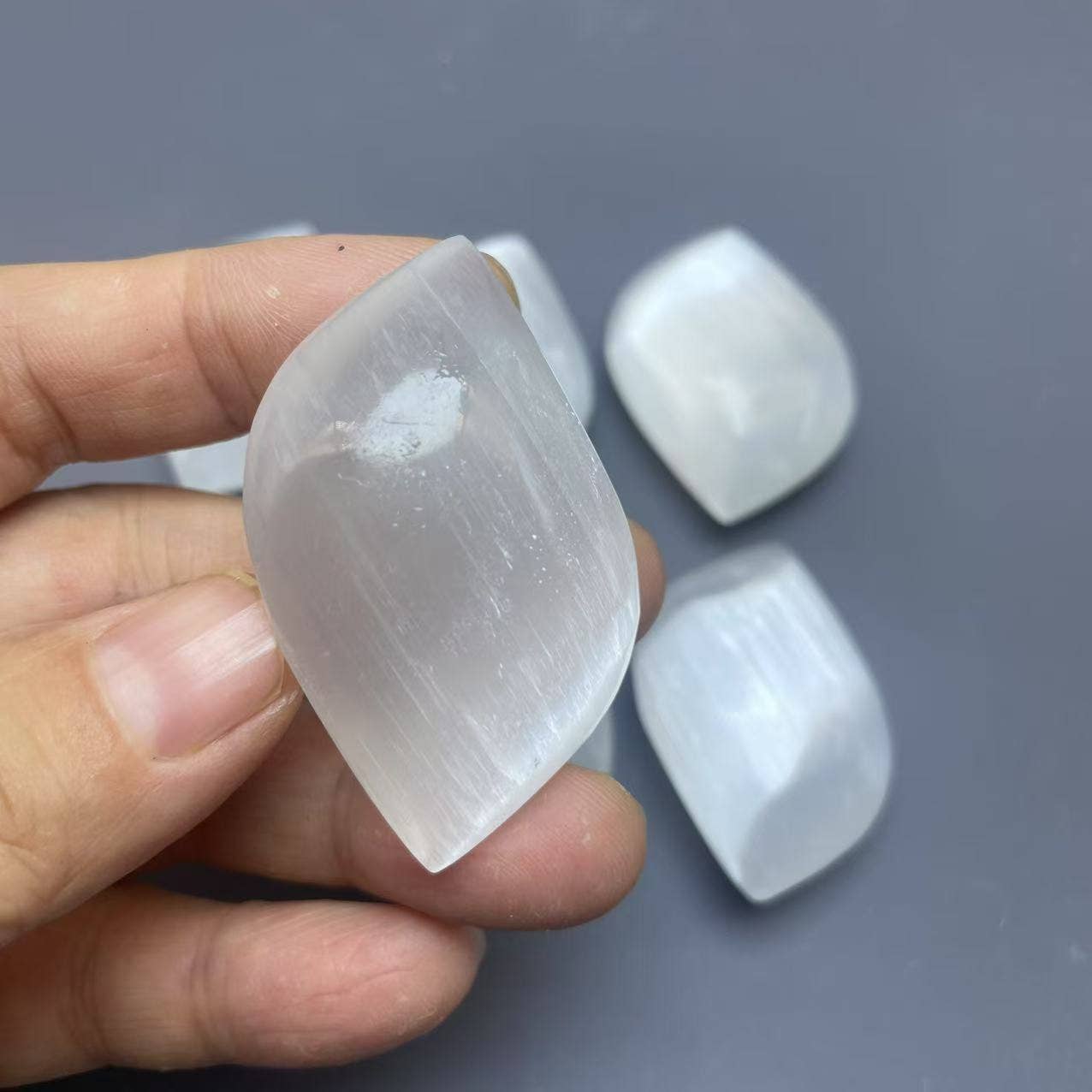Selenite Swirl Palms - 3 per lot 1.8"