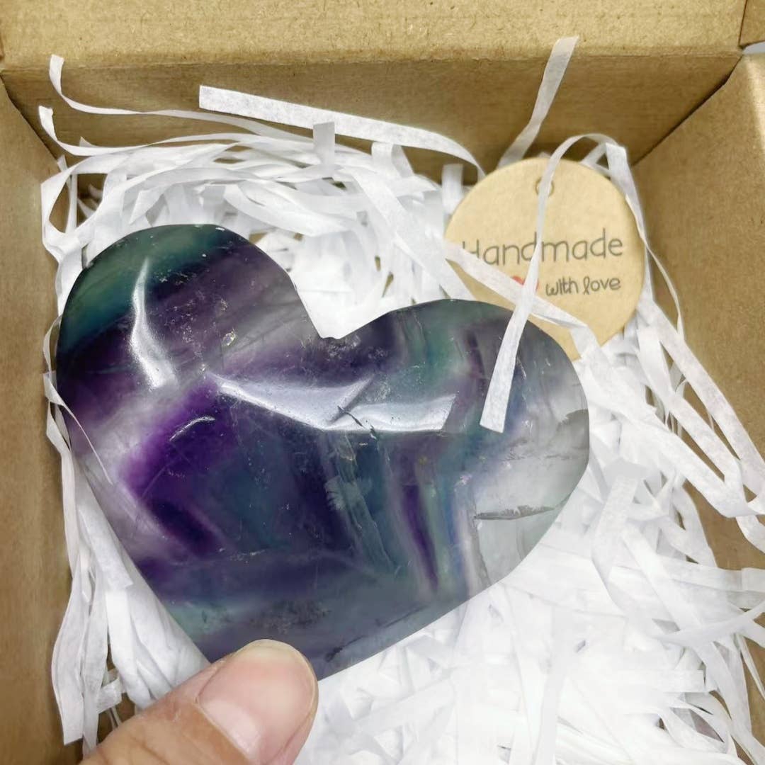 Purple Fluorite Heart – 2.4–3.6", 3 Sizes, Gift-Ready Pack