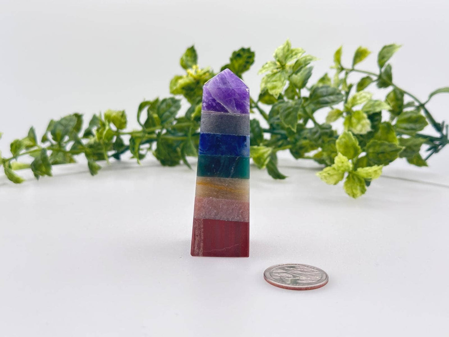 Seven Chakra Gemstone Tower Obelisk 4 Faceted 7.5CM Aprox