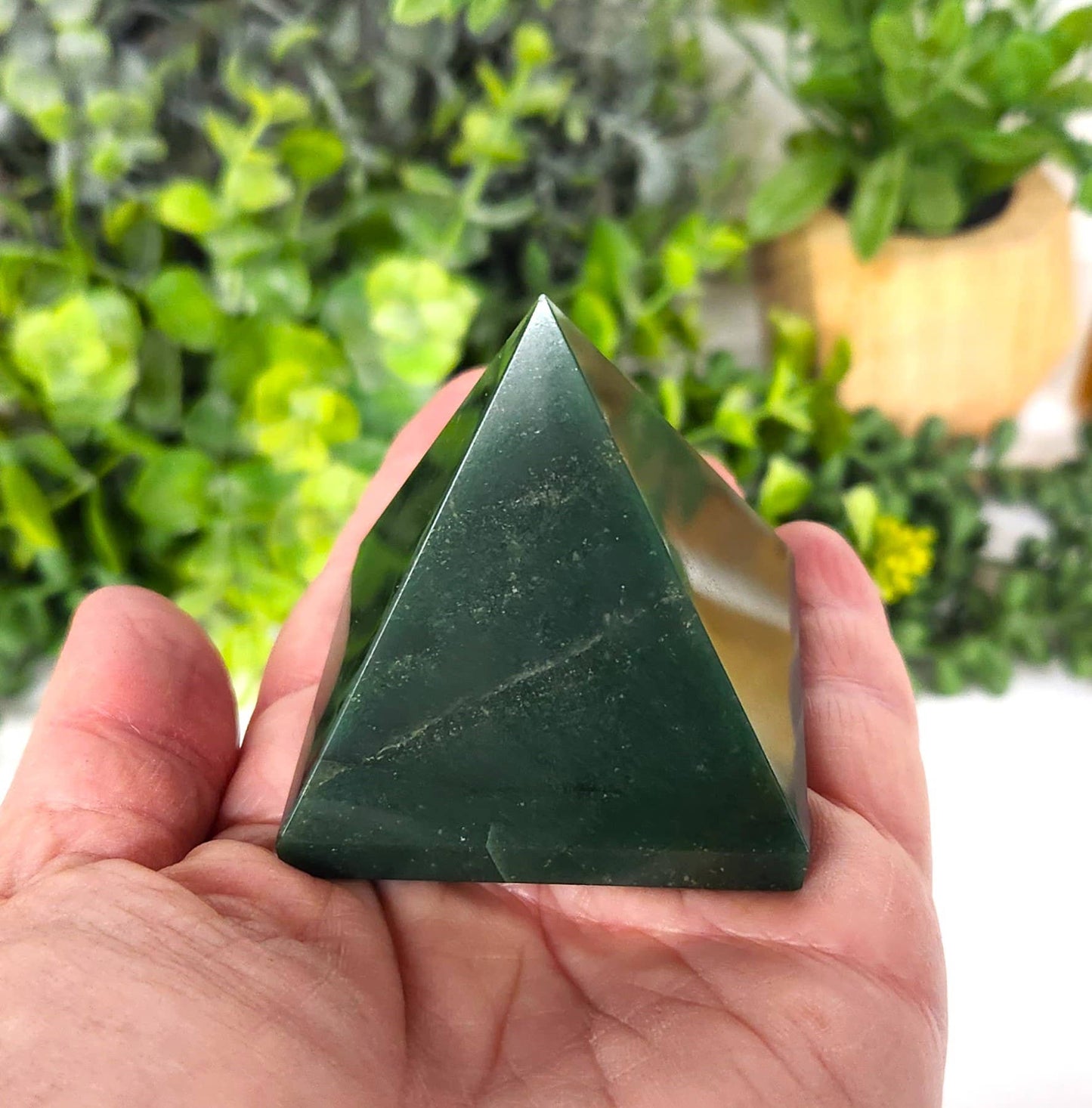 Jade Green Polished Semi-Precious Gemstone Pyramid -5cm