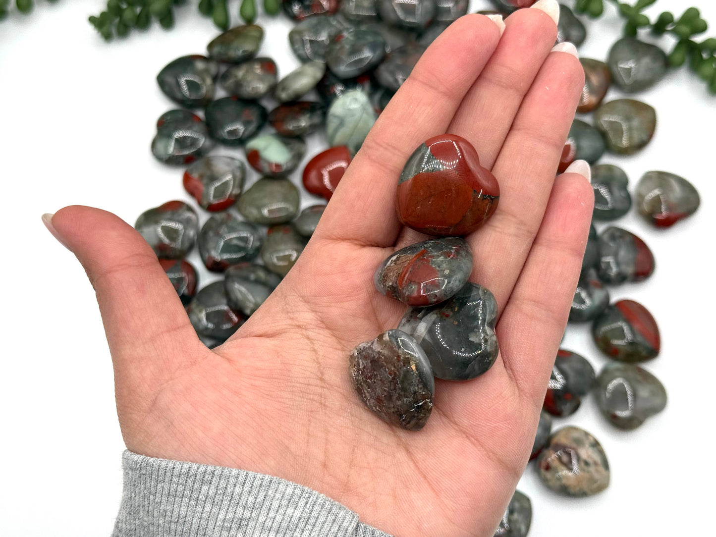 African Bloodstone Mini Hearts (25MM or 2.5CM)