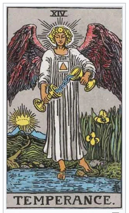 Decorative tarot-style card, Temperance