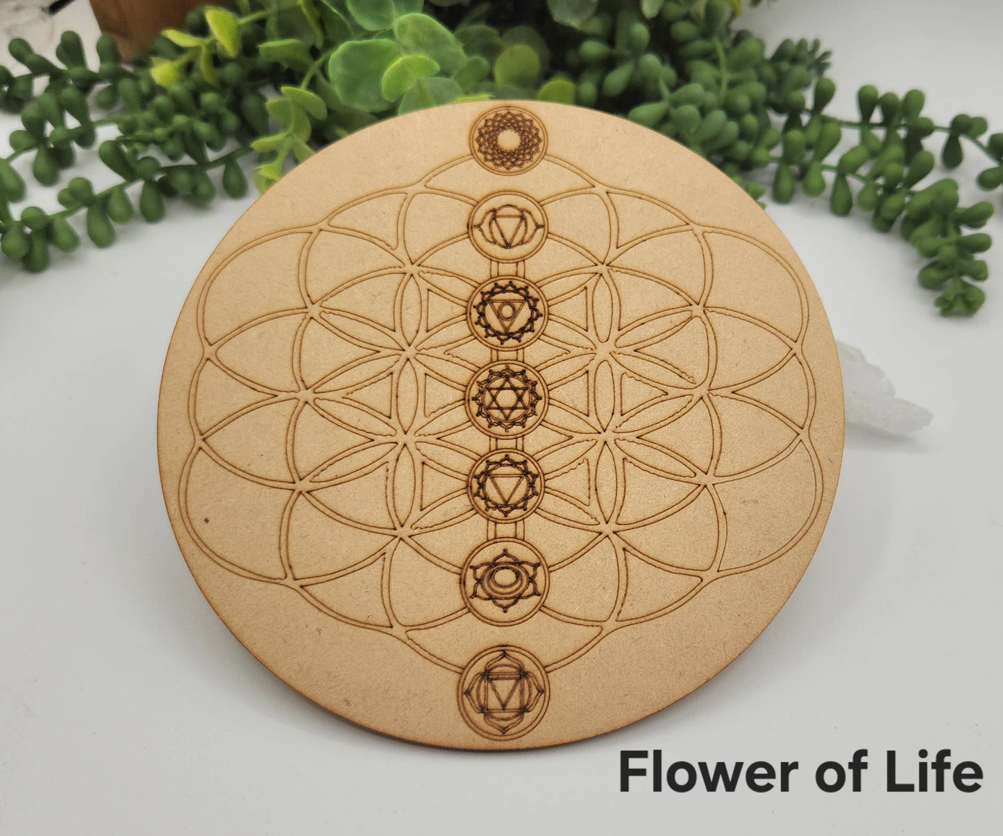 Chakra Crystal Set-Palmstone Shape-Yoga/Meditation Box-Wood