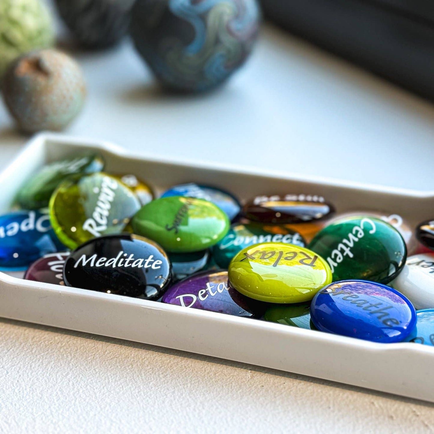 Chakra & Connection Glass Stone Assortment, Meditation Tool