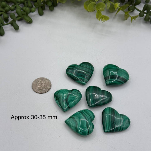 Malachite Polished Hearts