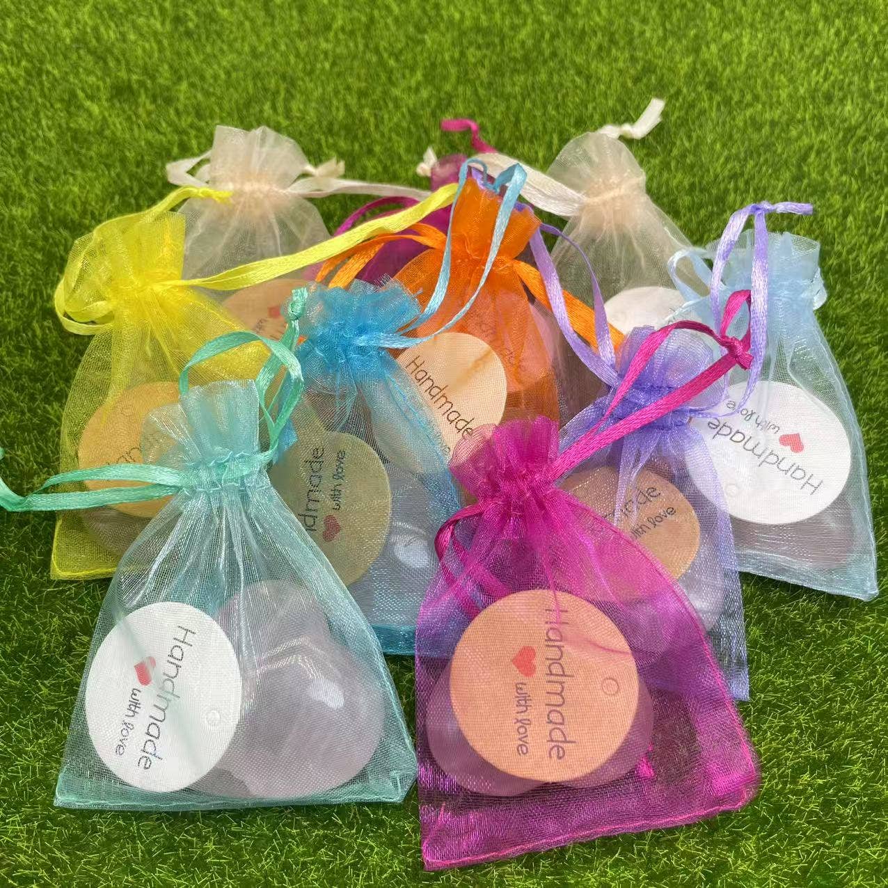 10 Pc Rose Quartz Heart with Gift Bag & Handmade Card 2 Size