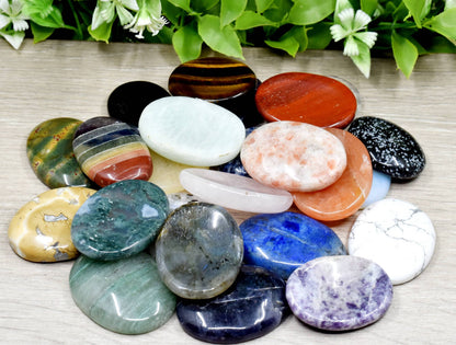 25pcs Gemstone Worry Stones, Palm Stone, Thumb Stone