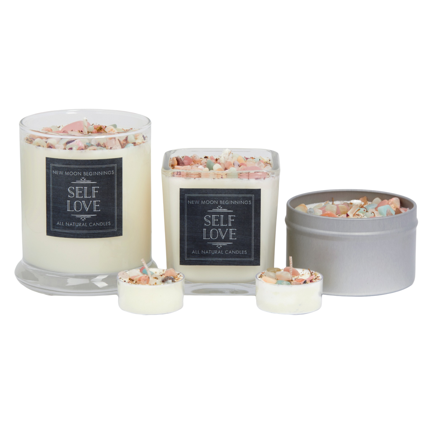 Self Love Candle - Dried Flower, Herb, & Crystal Candles