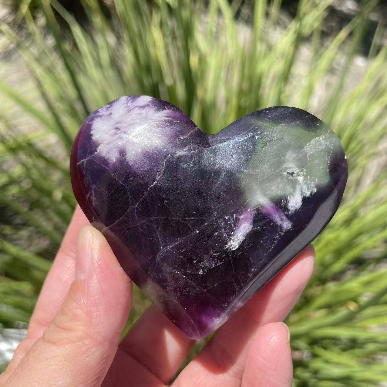 Purple Fluorite Heart – 2.4–3.6", 3 Sizes, Gift-Ready Pack