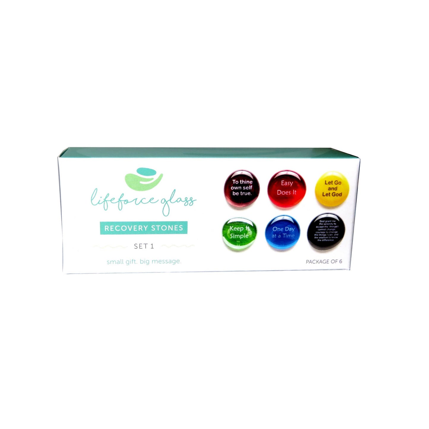 Recovery Stones Sobriety Gift, Set of Six in Deluxe Box