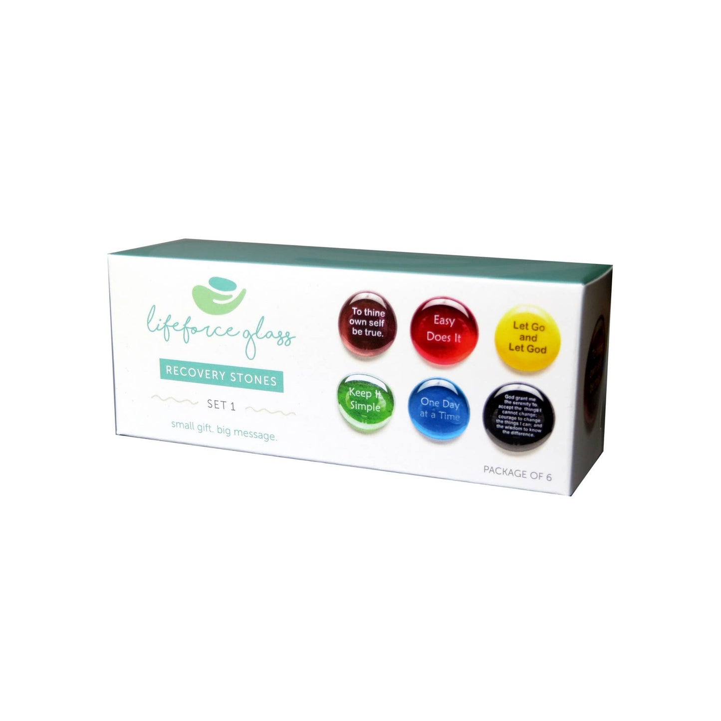Recovery Stones Sobriety Gift, Set of Six in Deluxe Box
