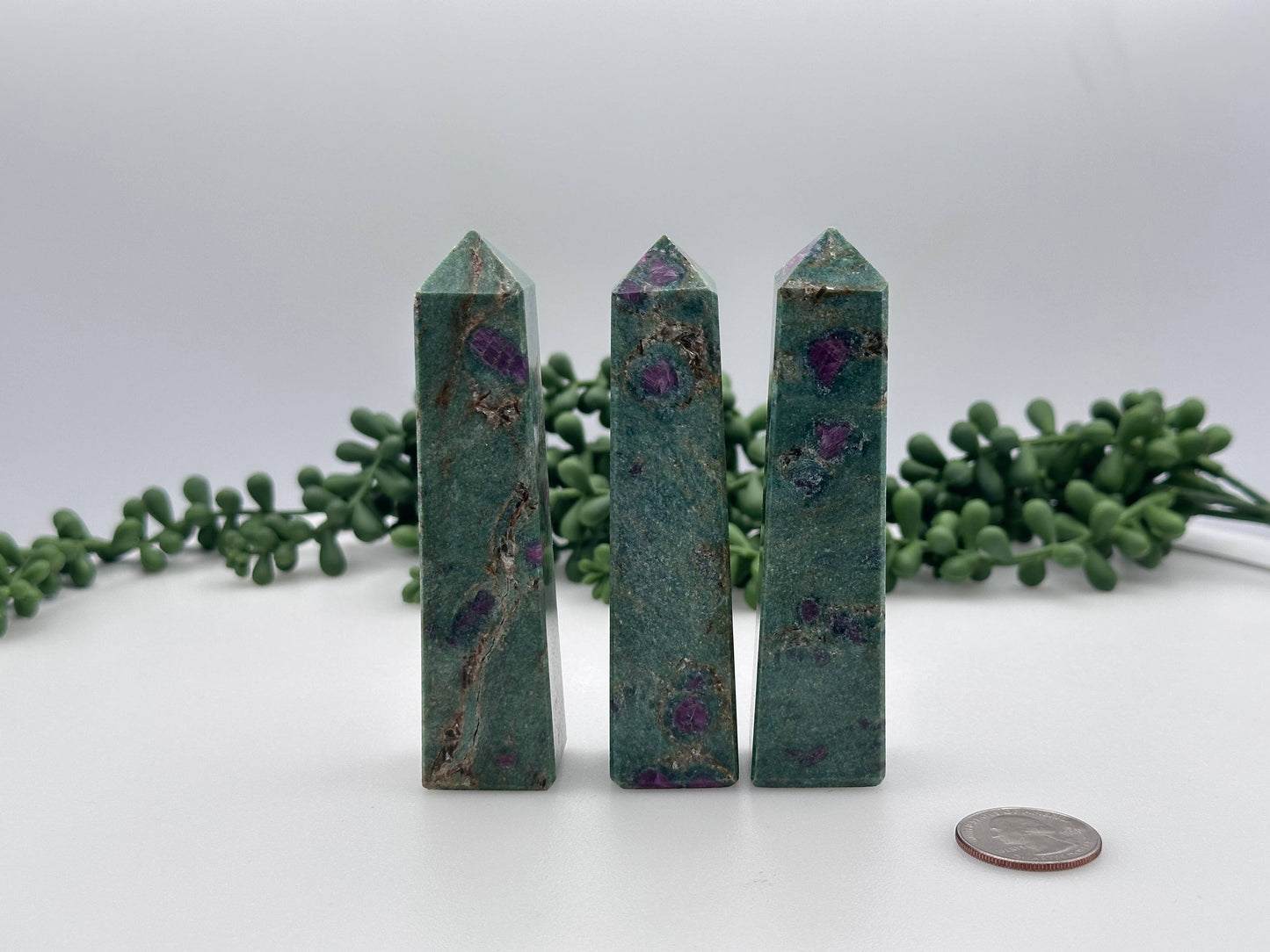 Ruby Fuchsite 4-Sided Tower (Approx. 3.7-4.00 inches/9-10cm)