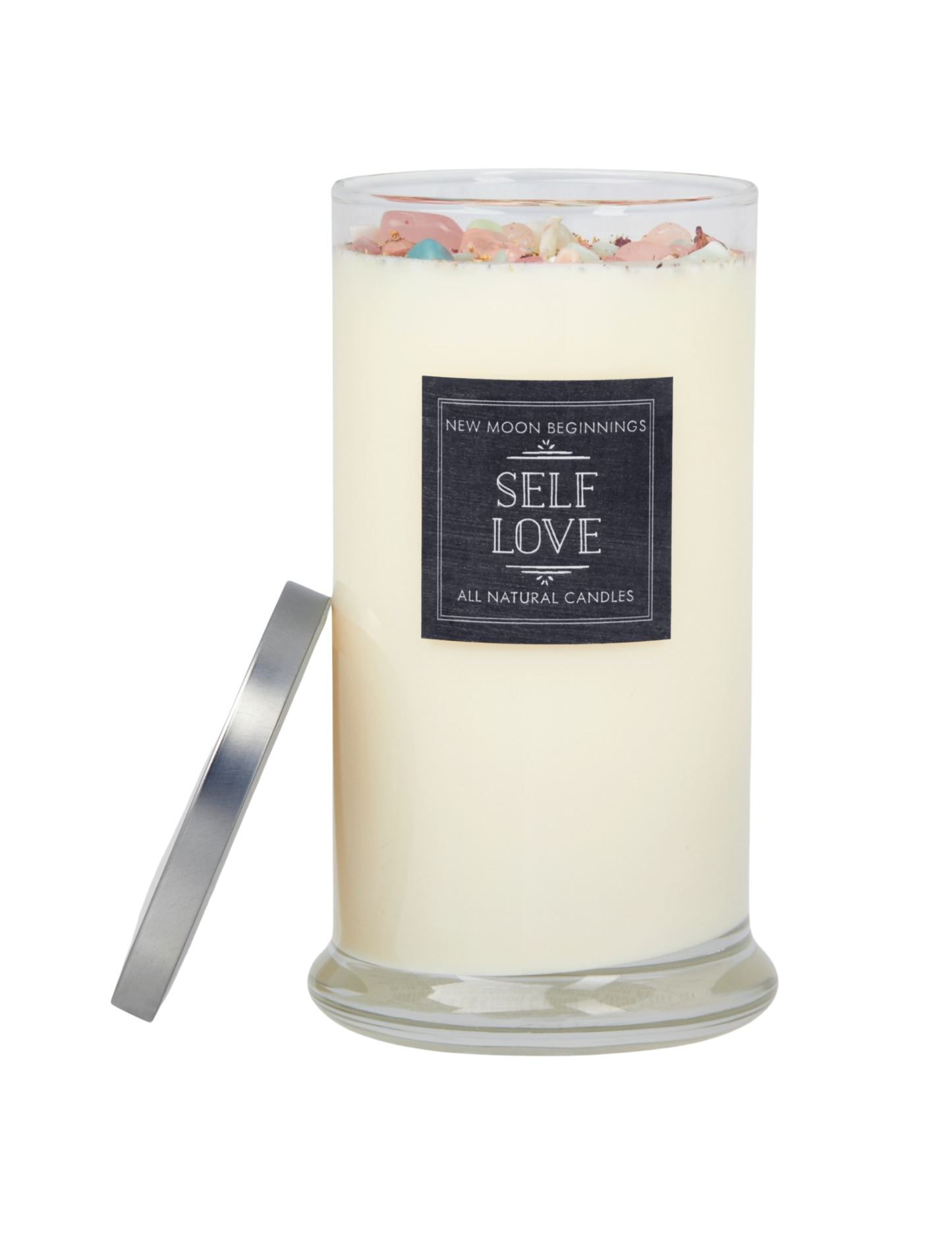 Self Love Candle - Dried Flower, Herb, & Crystal Candles