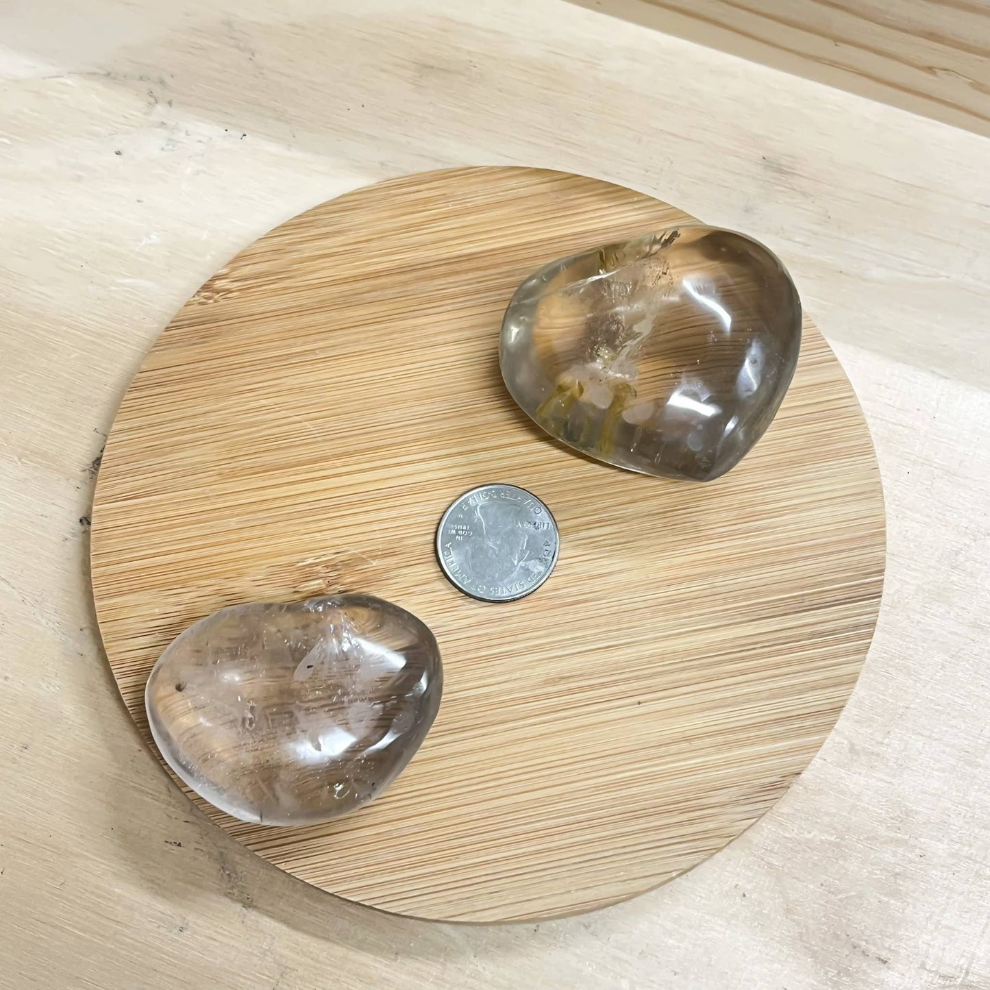Smoky & Clear Quartz Hearts 4 pcs