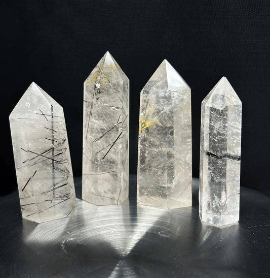 Quartz & Tourmaline Lot of 4 small Towers