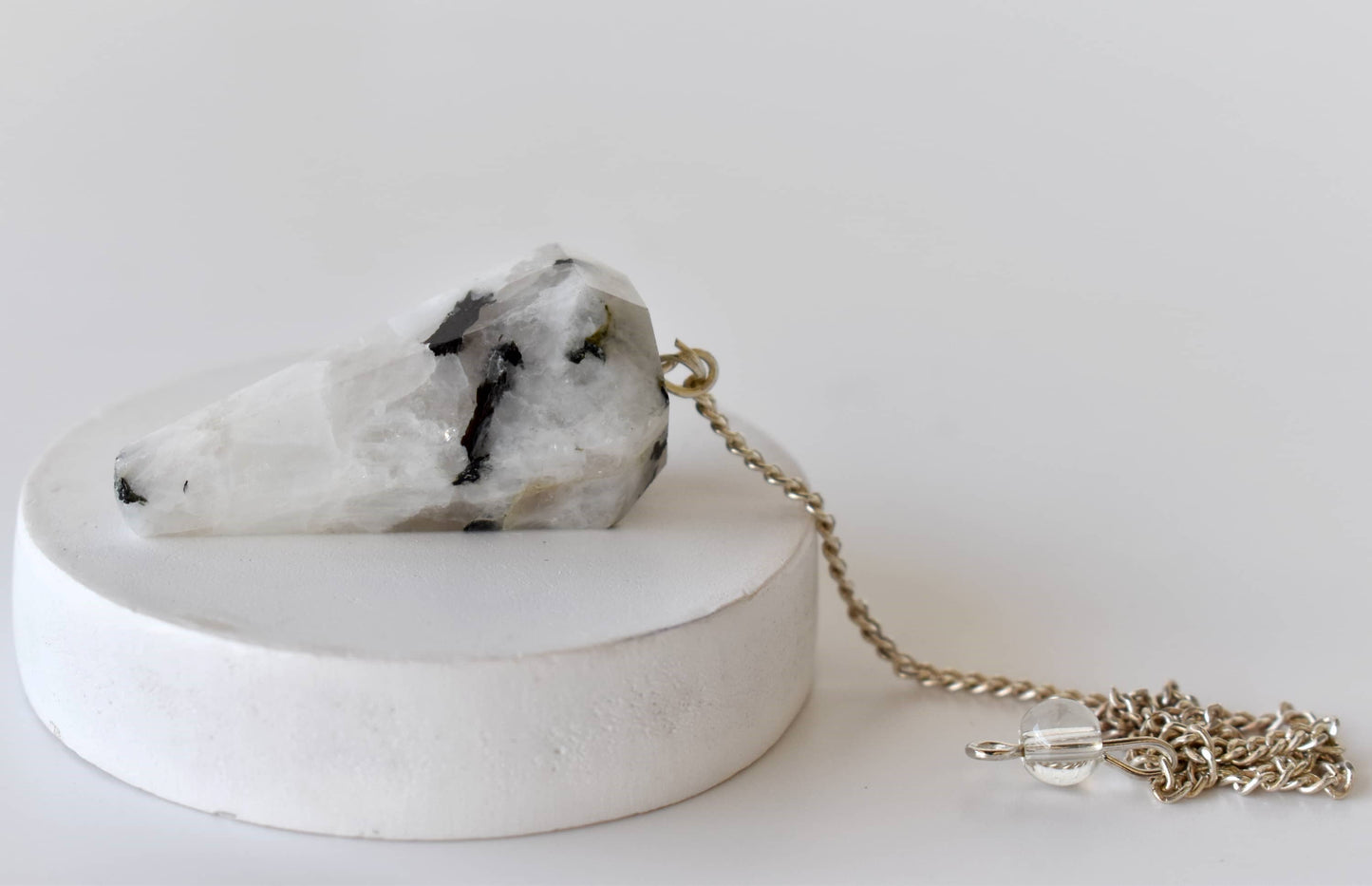 Dowsing Pendulum |Rainbow Moonstone Faceted Crystal Pendulum