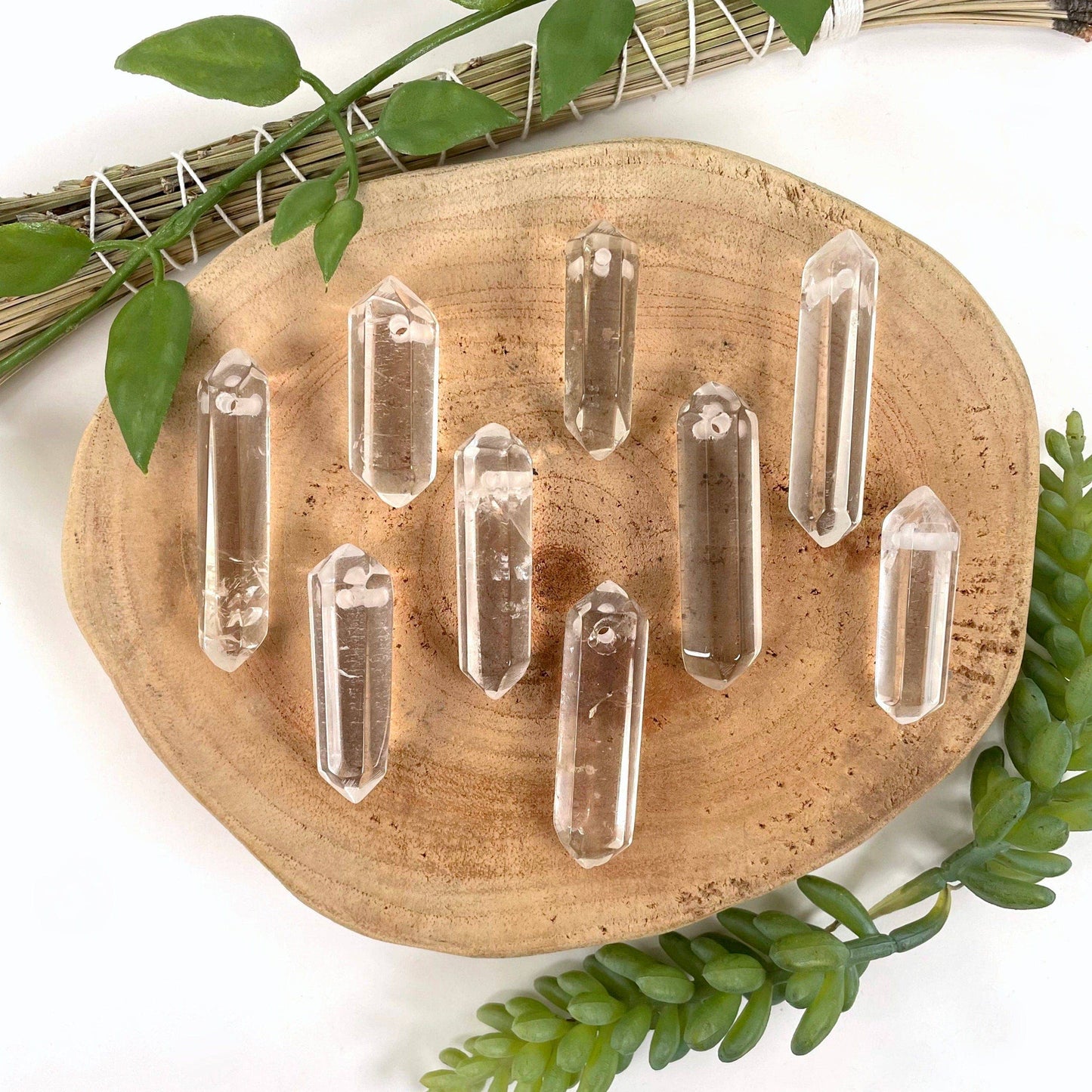 Drilled Crystal Quartz Double Points