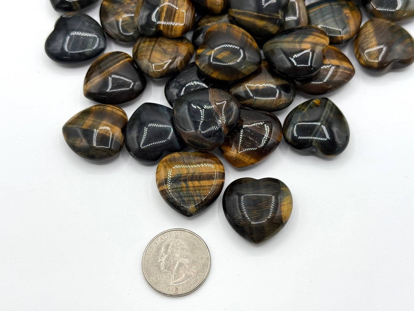 Blue Tiger Eye Mini Hearts (25MM or 2.5CM)