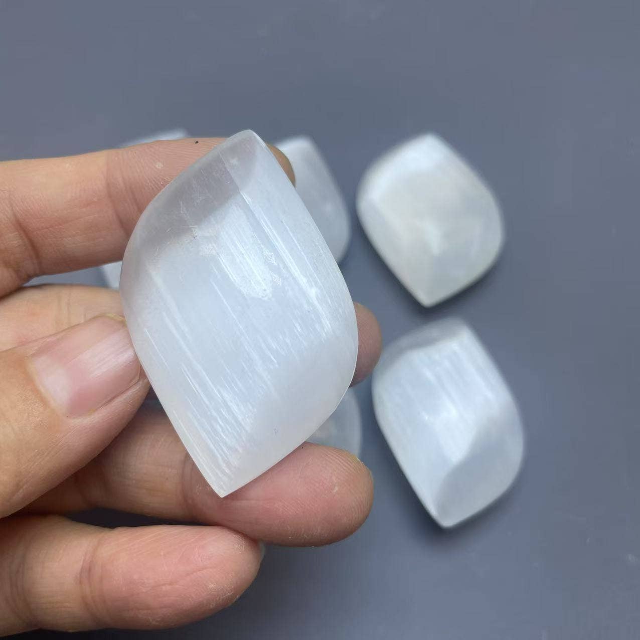 Selenite Swirl Palms - 3 per lot 1.8"