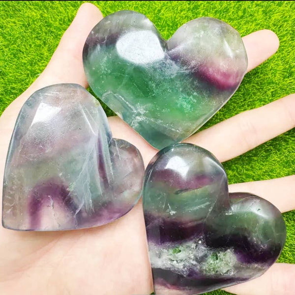 Purple Fluorite Heart – 2.4–3.6", 3 Sizes, Gift-Ready Pack