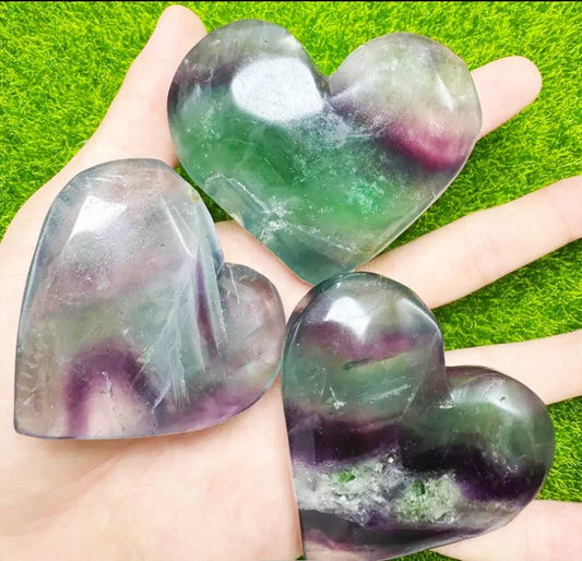 Purple Fluorite Heart – 2.4–3.6", 3 Sizes, Gift-Ready Pack