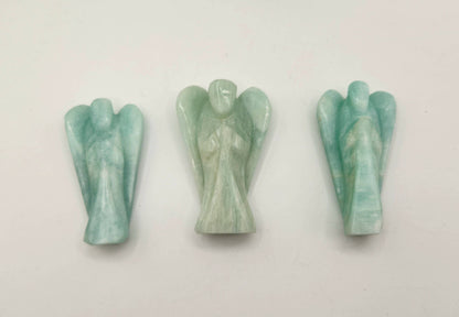 Amazonite Hand Carved Gemstone Angel Figurine 2" Tall