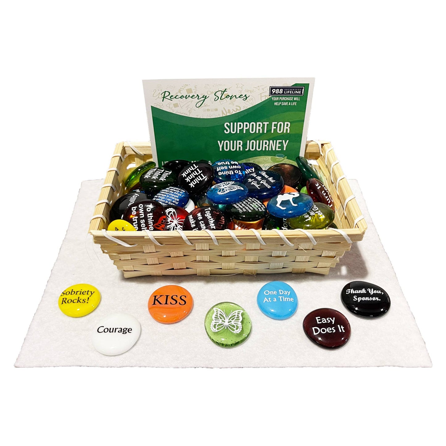 Recovery Assortment of 100 Glass Stones, Sobriety Gifts