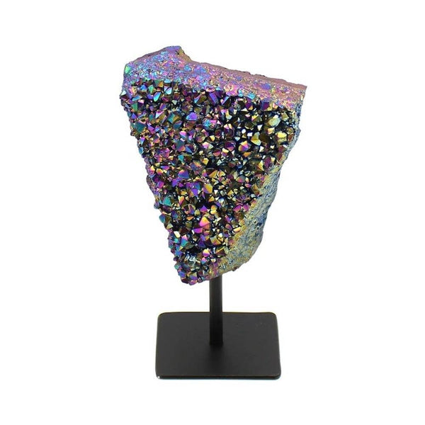 Rainbow Aura Geode on Stand