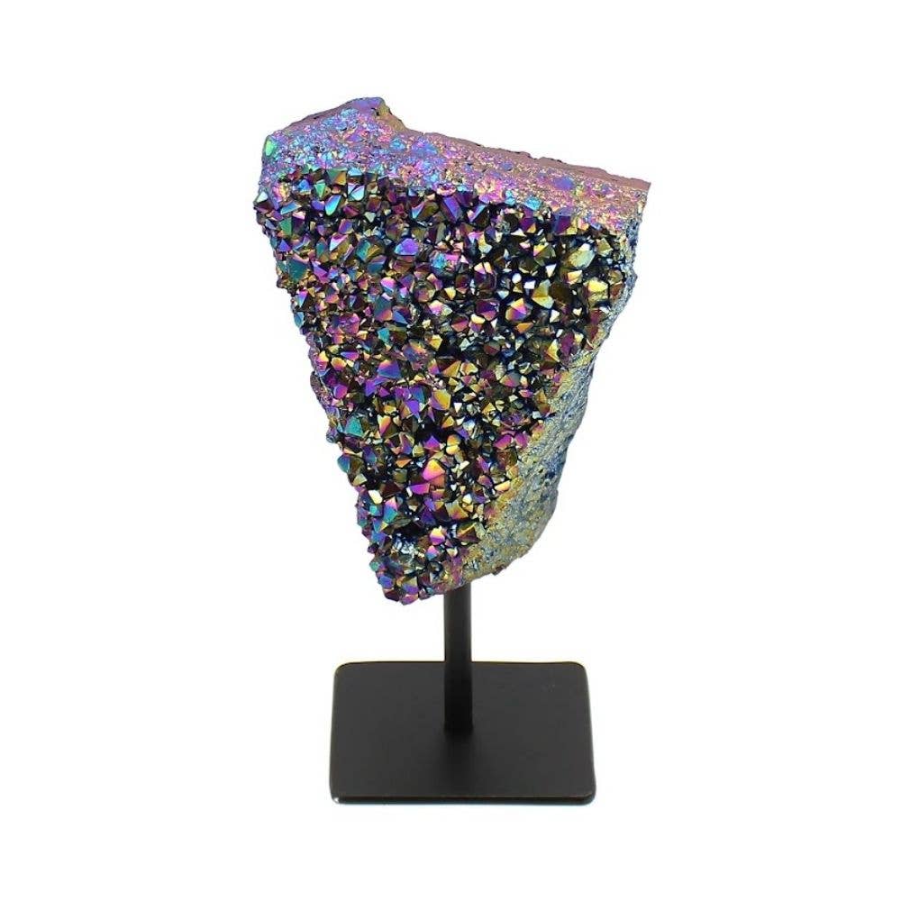 Rainbow Aura Geode on Stand