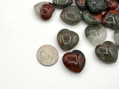 African Bloodstone Mini Hearts (25MM or 2.5CM)