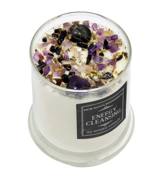 Energy Cleansing Candle - Crystal Candles - Soy Wax