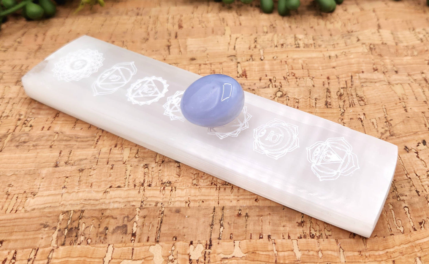 Selenite Charging Bar-Engraved w/Chakra Symbols (15-16cm)