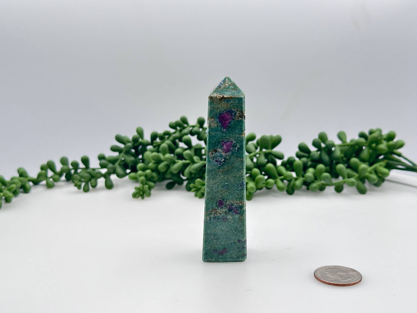 Ruby Fuchsite 4-Sided Tower (Approx. 3.7-4.00 inches/9-10cm)