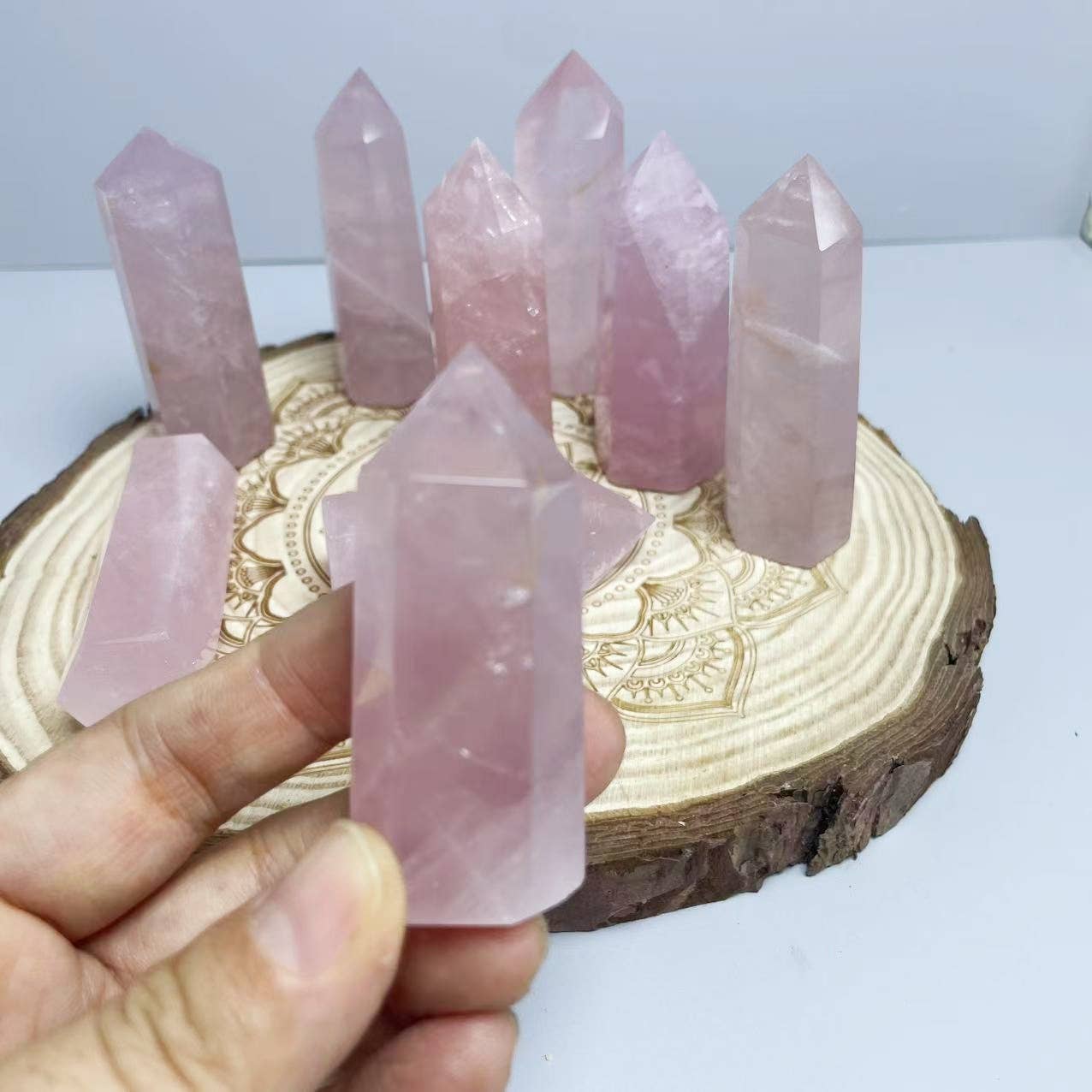 Rose Quartz Tower Natural Polished Crystal Point 2.5-5"