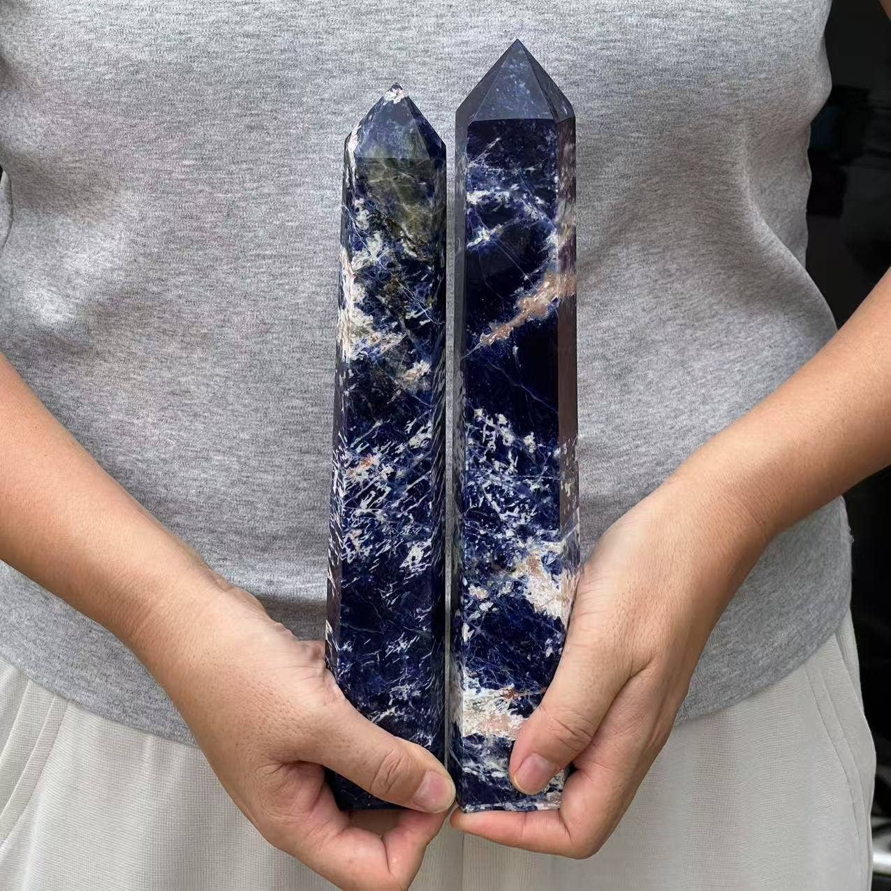 Natural Sodalite Tower – 7"-10" Tall Blue Decorative Crystal