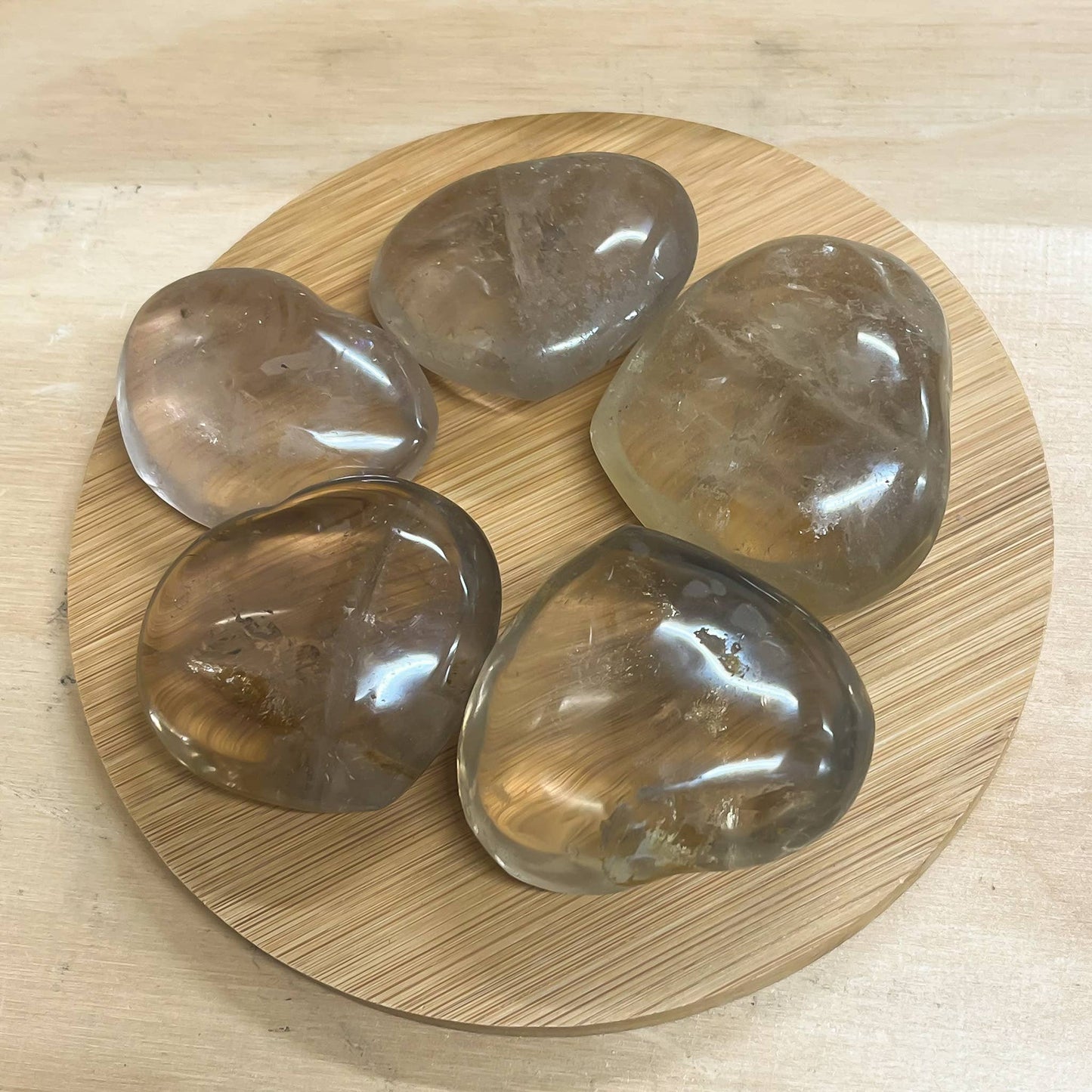 Smoky & Clear Quartz Hearts 4 pcs