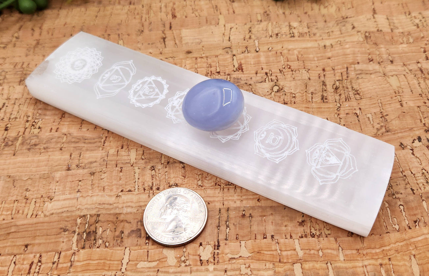 Selenite Charging Bar-Engraved w/Chakra Symbols (15-16cm)