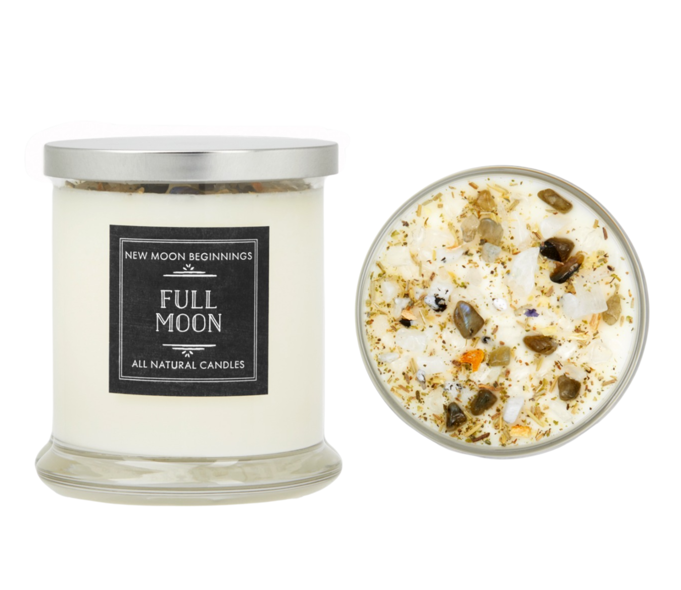 Full Moon Candle - Herb, Flower, Crystal & Candles