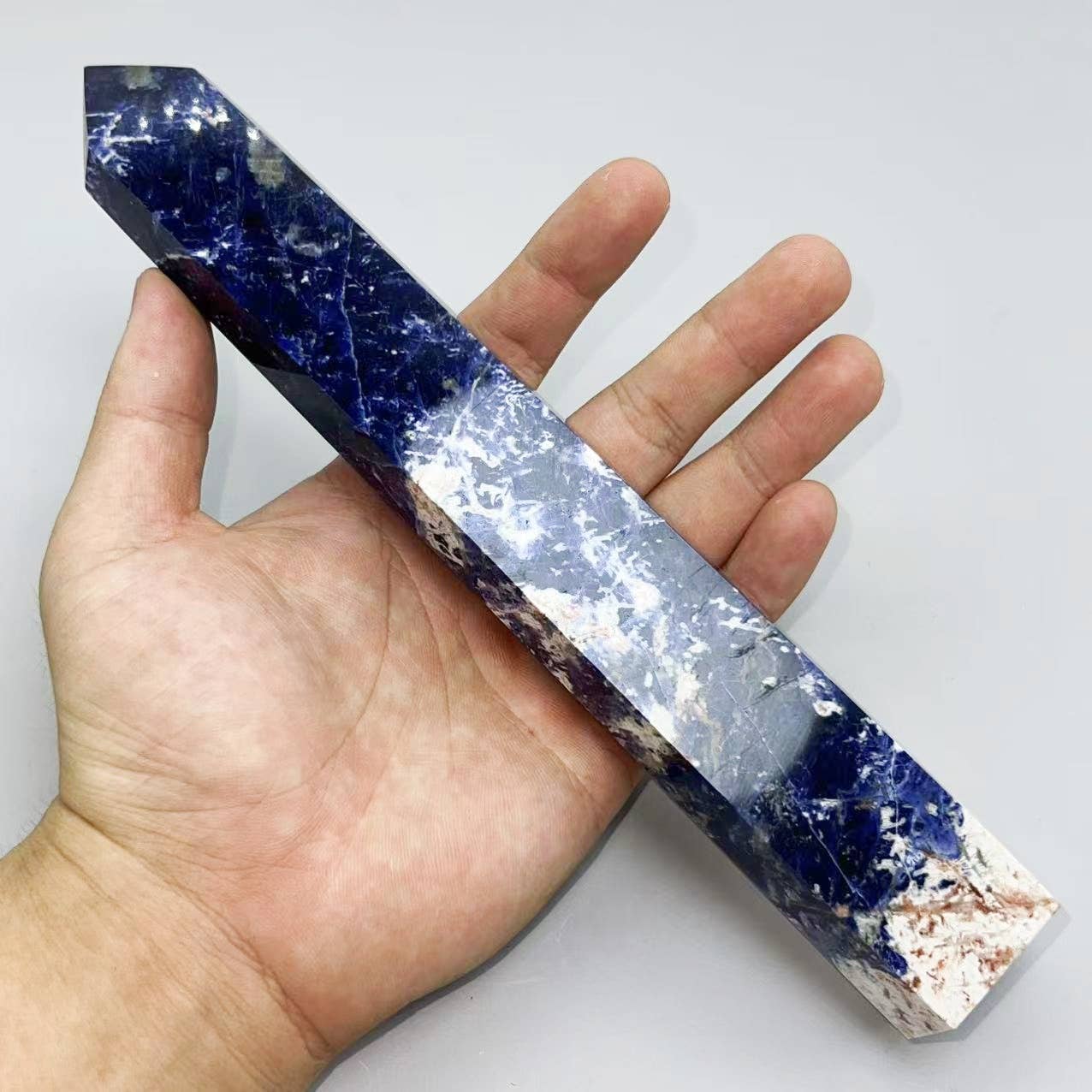 Natural Sodalite Tower – 7"-10" Tall Blue Decorative Crystal