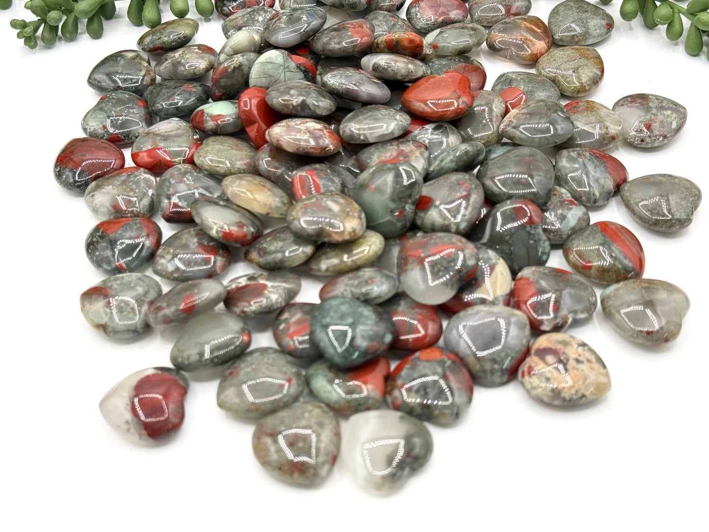 African Bloodstone Mini Hearts (25MM or 2.5CM)