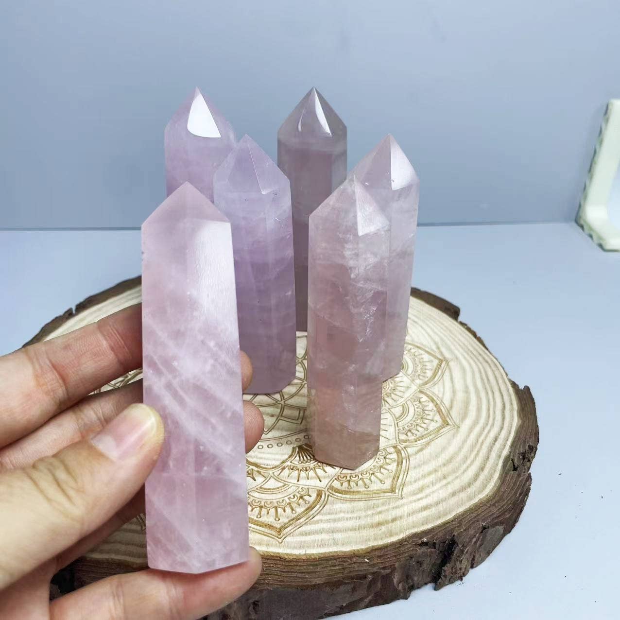 Rose Quartz Tower Natural Polished Crystal Point 2.5-5"