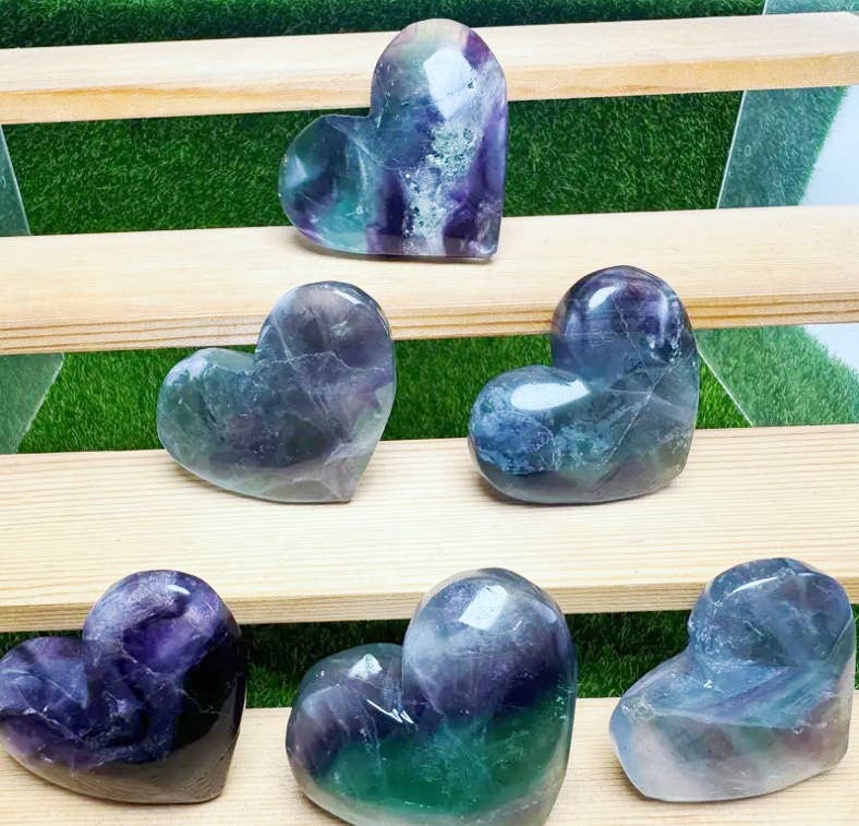 Purple Fluorite Heart – 2.4–3.6", 3 Sizes, Gift-Ready Pack