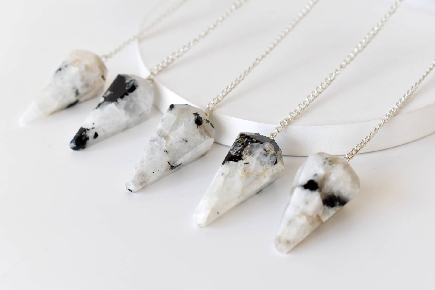 Dowsing Pendulum |Rainbow Moonstone Faceted Crystal Pendulum
