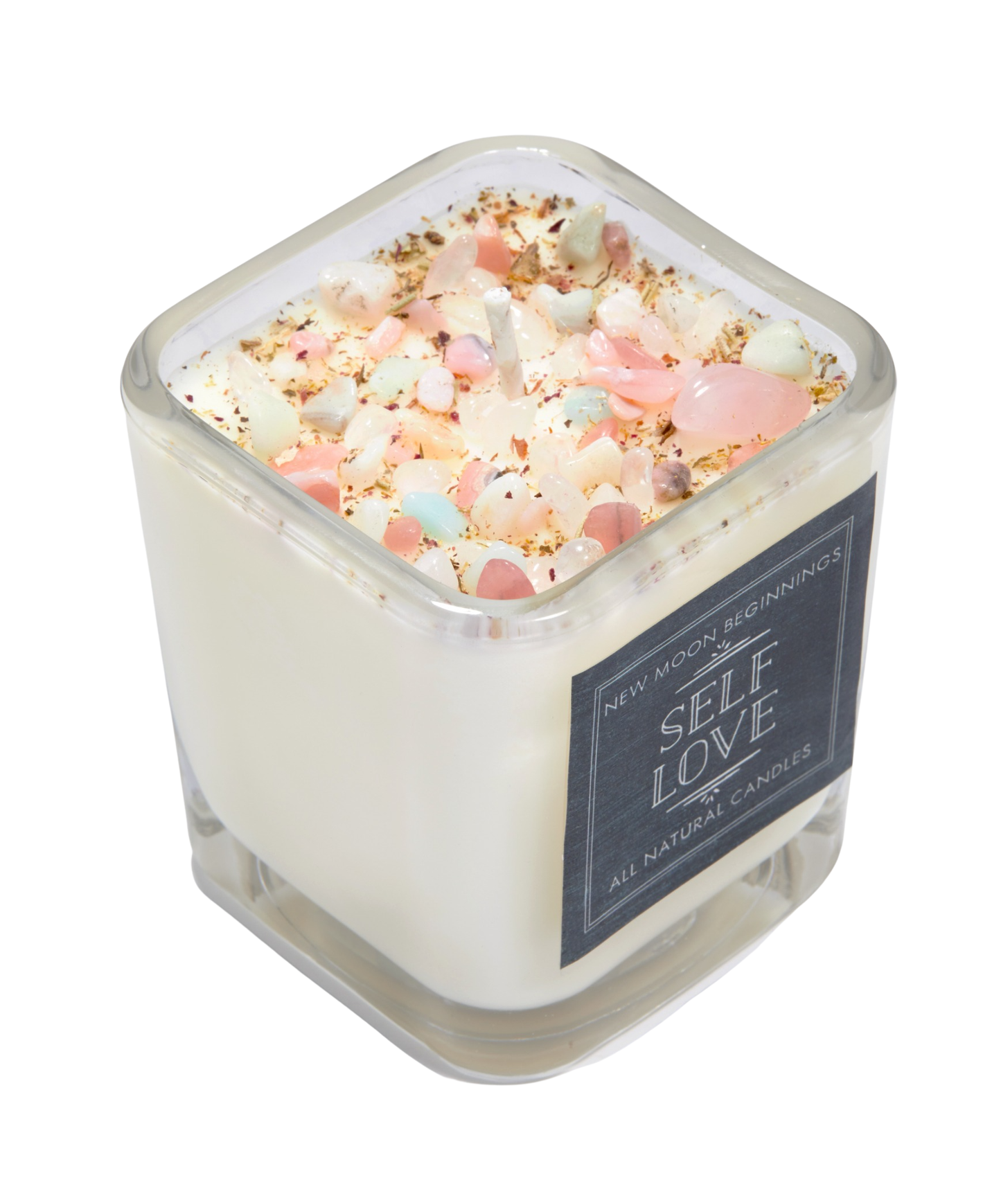 Self Love Candle - Dried Flower, Herb, & Crystal Candles