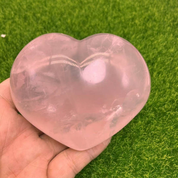 Large Rose Quartz Puffy Heart with Gift Box, 3 Sizes Option