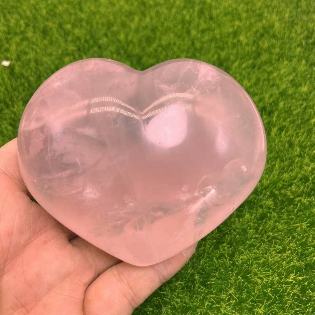 Large Rose Quartz Puffy Heart with Gift Box, 3 Sizes Option