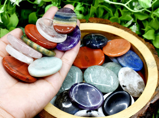 25pcs Gemstone Worry Stones, Palm Stone, Thumb Stone